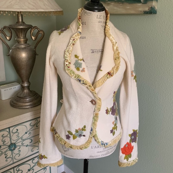 Moth Sweaters - 💖ANTHROPOLOGIE RARE MOTH HOLLY & IVY CARDIGAN GORGEOUS EMBROIDERY
